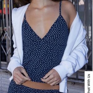 Brandy Melville Navy Blue Floral Tank